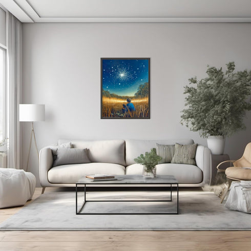 Posterizer 1 pcs-under the stars and moonlight cute poster -1-Astronomy & Celestial Art-Kids Room Art-Living Room Bedroom Decor- unframed wall art...